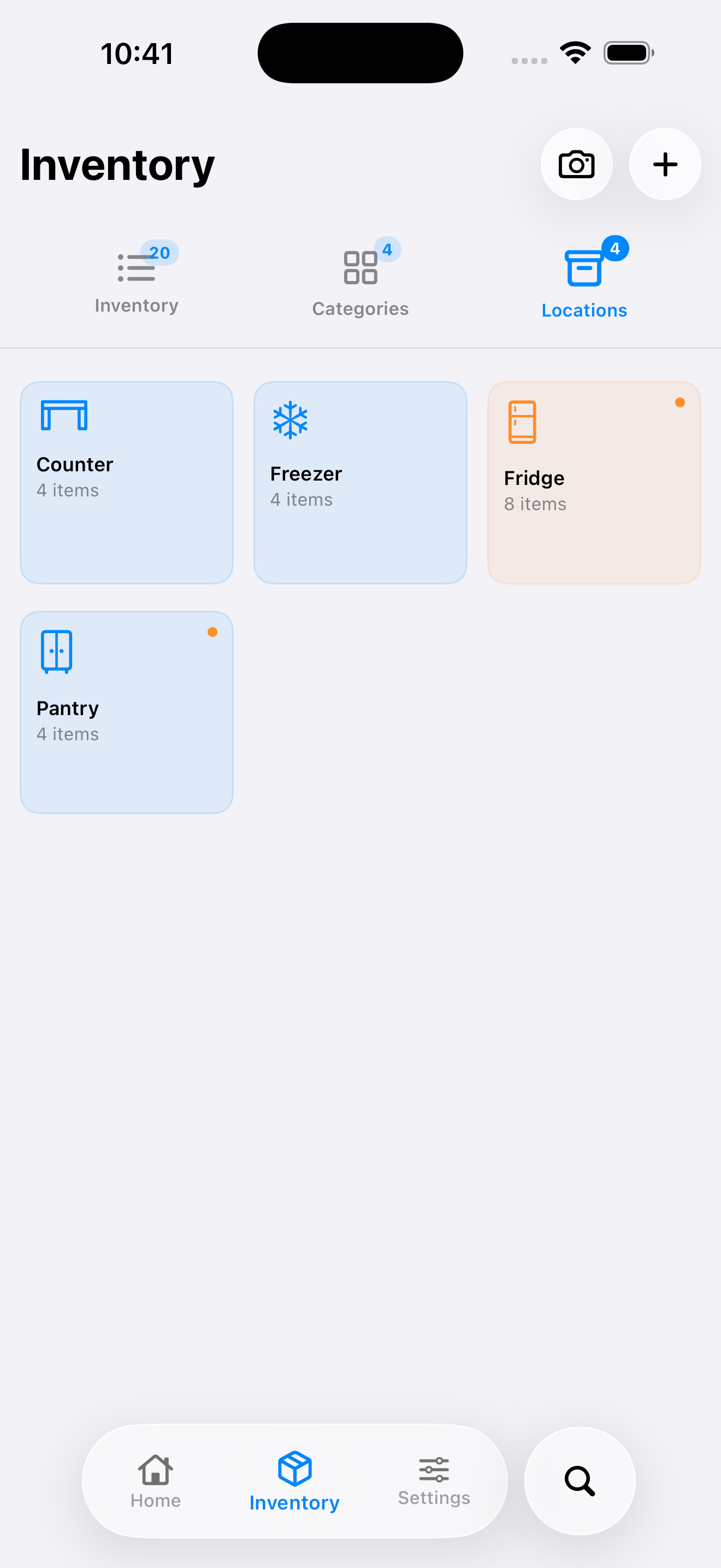 MODUS locations screen